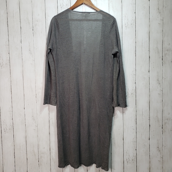 Bryn Walker Gray Long Duster Open Front Cardigan - Picture 6 of 6
